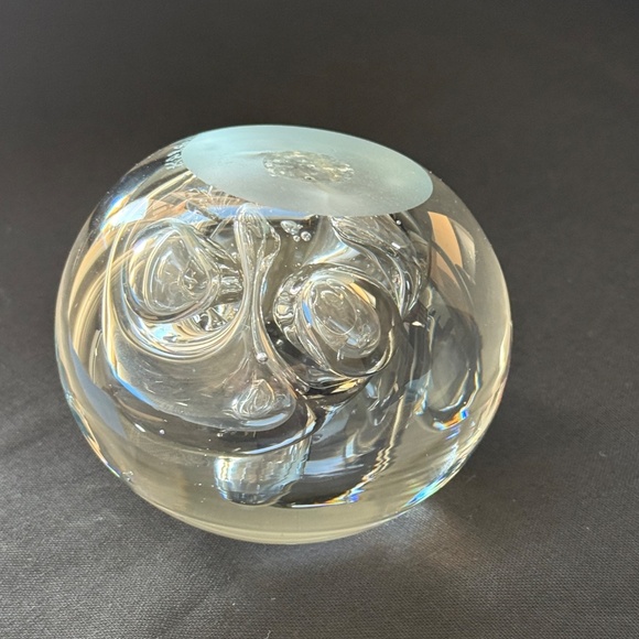 Karg Vintage Clear Art Glass Hand Blown Paperweight Controlled Bubbles - Picture 12 of 13